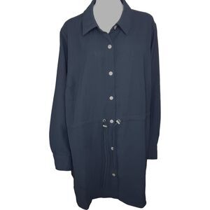 Girl With Curves Button Shirt Jacket with Adjustable Waist‎ Black 2X NWOT